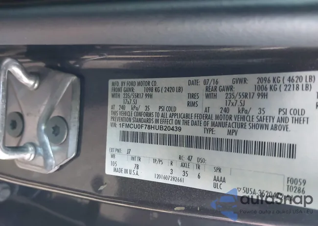 1FMCU0F78HUB20439: 43916844