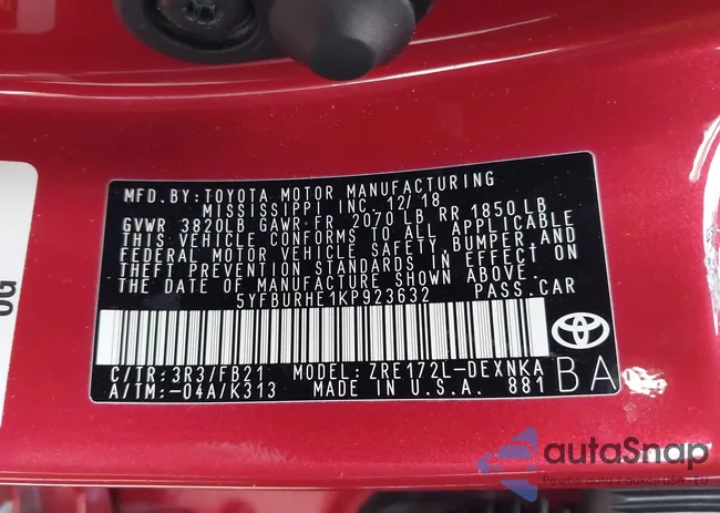 5YFBURHE1KP923632: 43917013