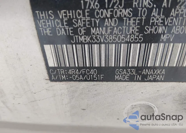 JTMBK33V385054855: 43917293