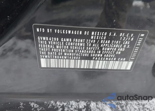 3VW5T7BU4KM143603: 43917304