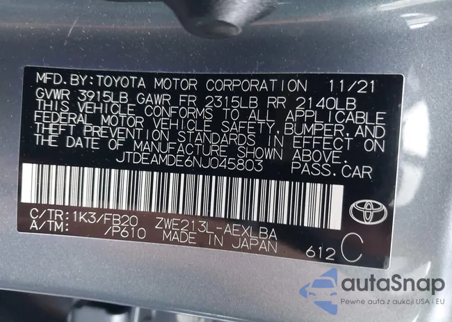 JTDEAMDE6NJ045803: 43917323