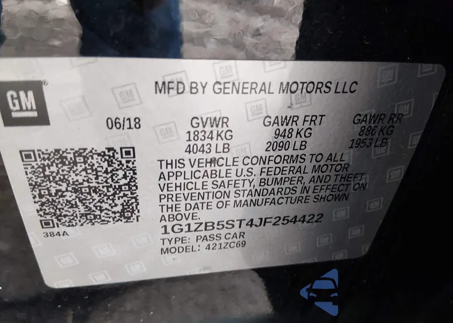 1G1ZB5ST4JF254422: 43917389