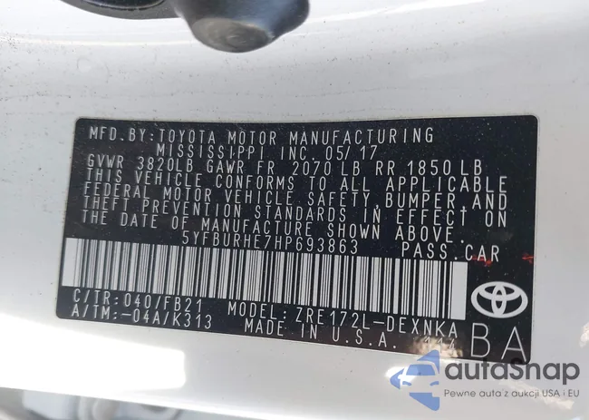 5YFBURHE7HP693863: 43916396