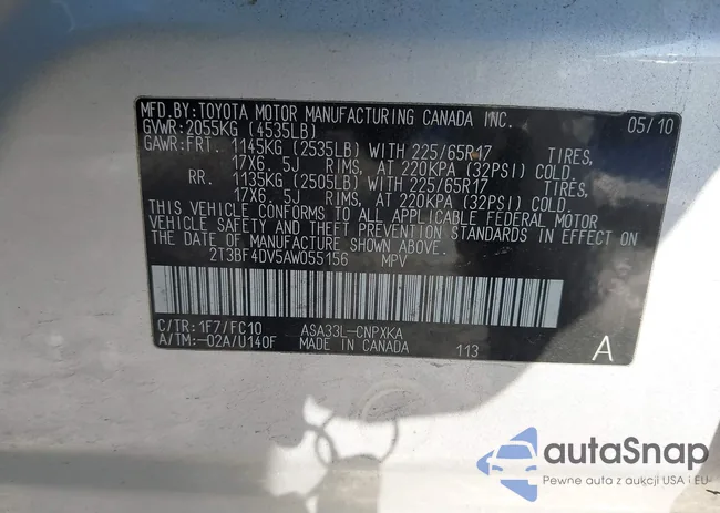 2T3BF4DV5AW055156: 43916512