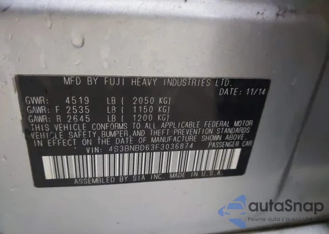 4S3BNBD63F3036874: 43916580