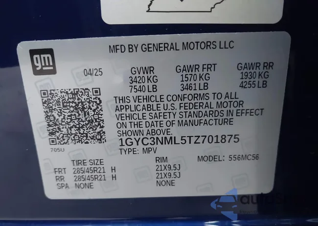 1GYC3NML5TZ701875: 43916595