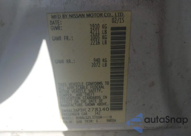 1N4AL3AP3FC278140: 43916628