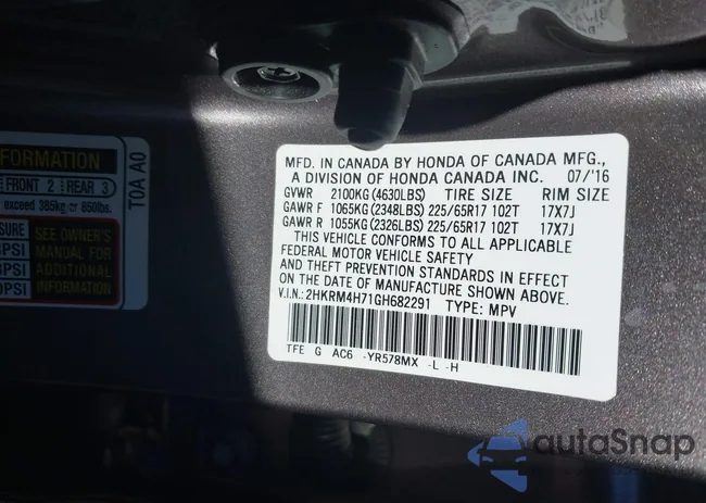 2HKRM4H71GH682291: 43916647