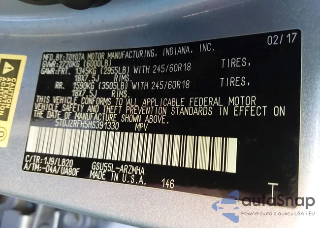 5TDJZRFH5HS391330: 43916721