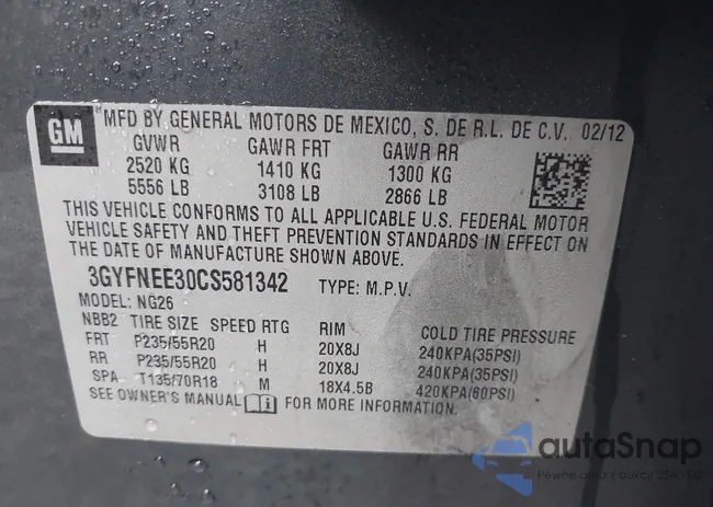 3GYFNEE30CS581342: 43916768