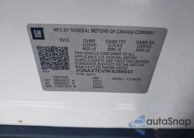 2GNAXTEV0K6288643: 43916776