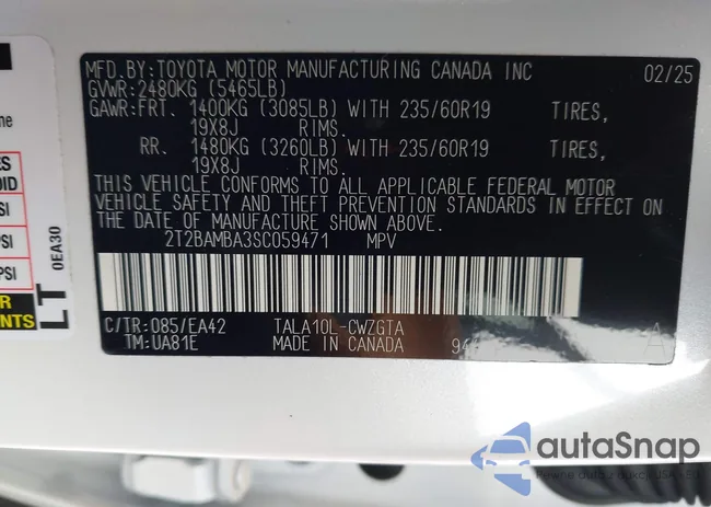 2T2BAMBA3SC059471: 43917797