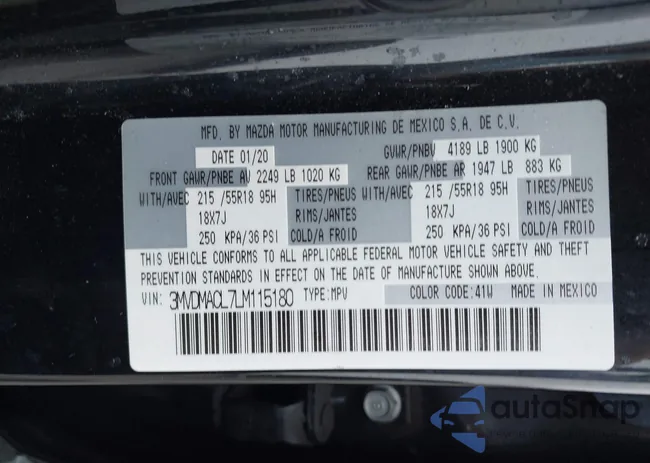 3MVDMACL7LM115180: 43917836