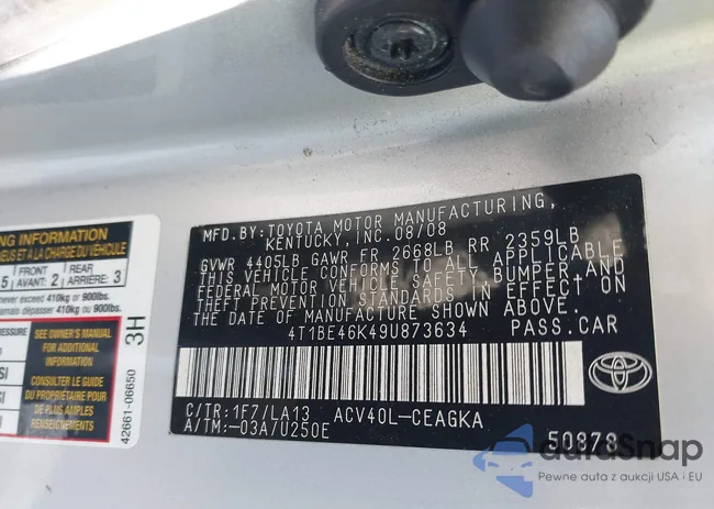 4T1BE46K49U873634: 43917841