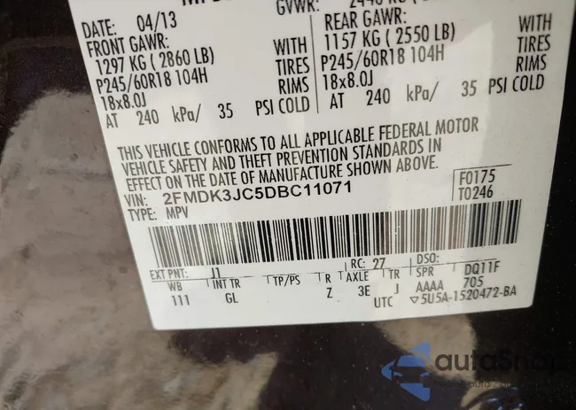 2FMDK3JC5DBC11071: 43917847
