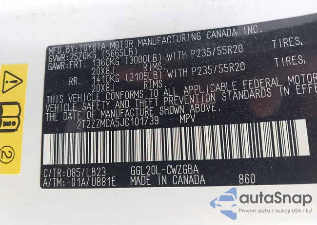 2T2ZZMCA5JC101739: 43918004