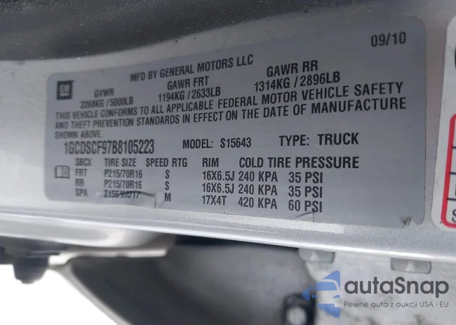 1GCDSCF97B8105223: 43918035