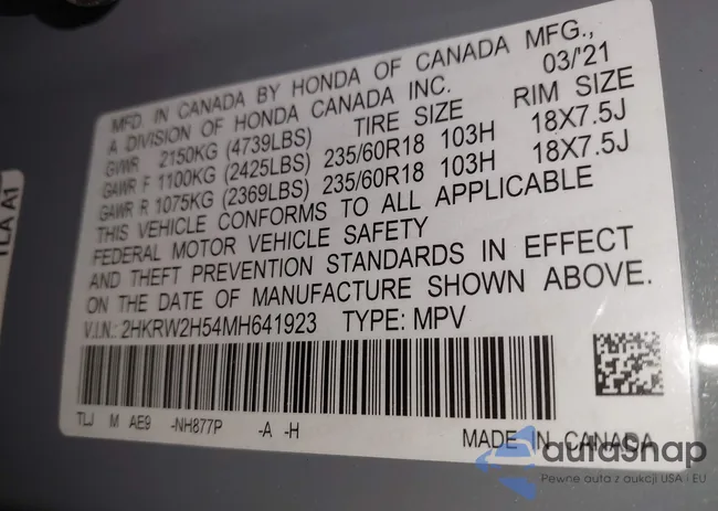 2HKRW2H54MH641923: 43918041