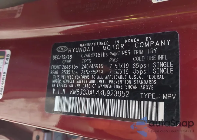 KM8J33AL4KU923952: 43918092