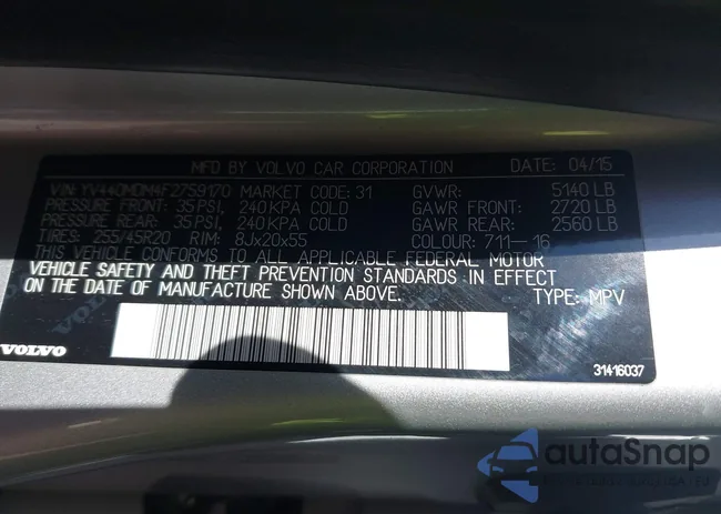 YV440MDM4F2759170: 43918221