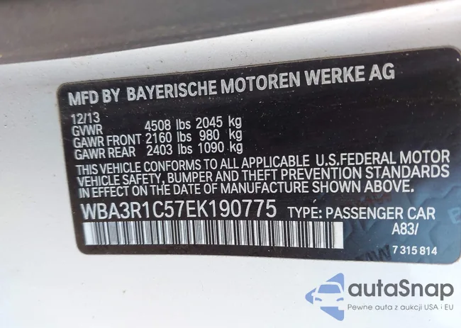 WBA3R1C57EK190775: 43918229