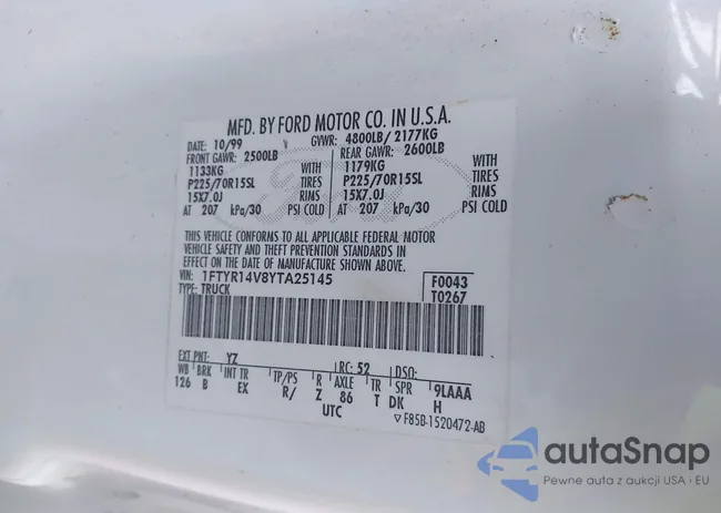 1FTYR14V8YTA25145: 43918335