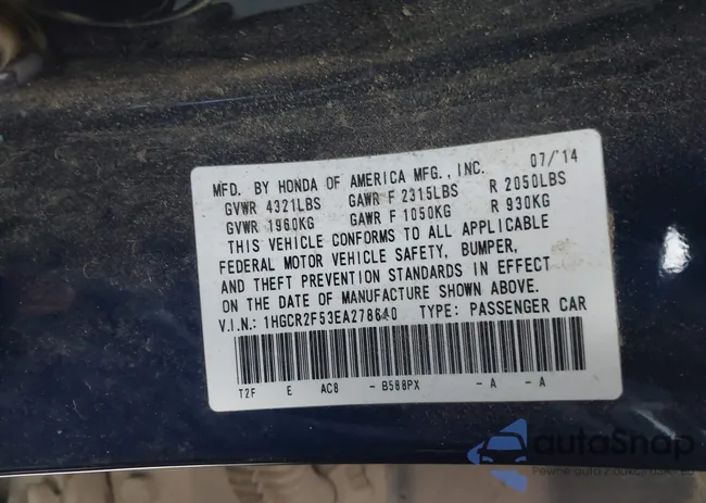 1HGCR2F53EA278640: 43918391