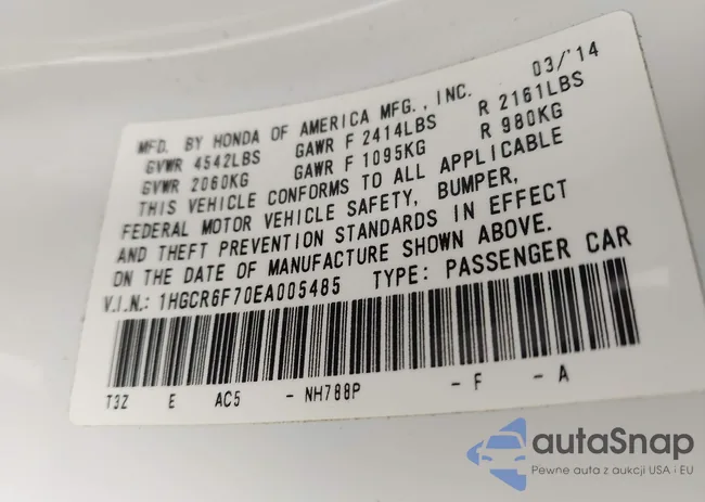 1HGCR6F70EA005485: 43917484