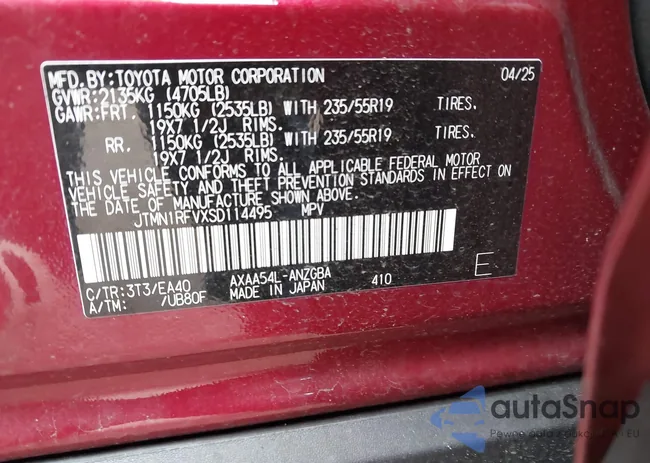 JTMN1RFVXSD114495: 43917705