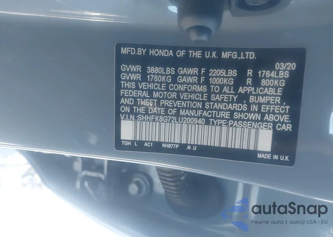 SHHFK8G72LU200940: 43917743