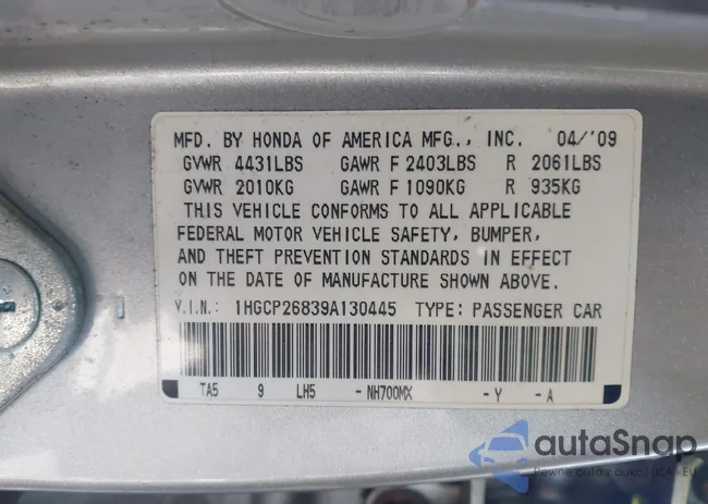 1HGCP26839A130445: 43918915