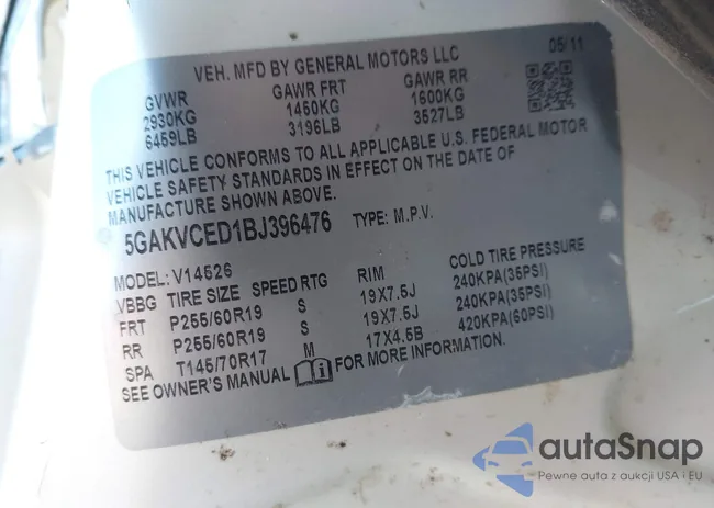 5GAKVCED1BJ396476: 43919014