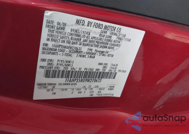 1FAHP35NX9W270633: 43919029