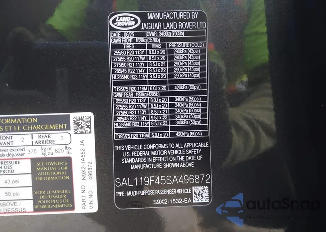 SAL119F45SA496872: 43919096