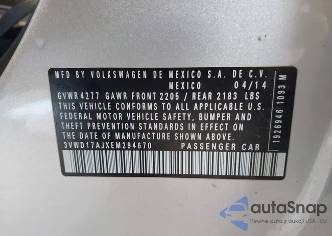 3VWD17AJXEM294670: 43919310