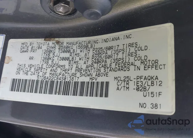 5TDBA22C84S013817: 43919347