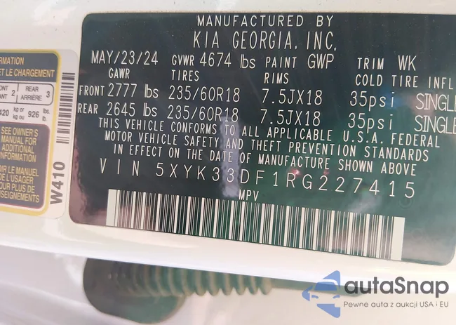 5XYK33DF1RG227415: 43918483