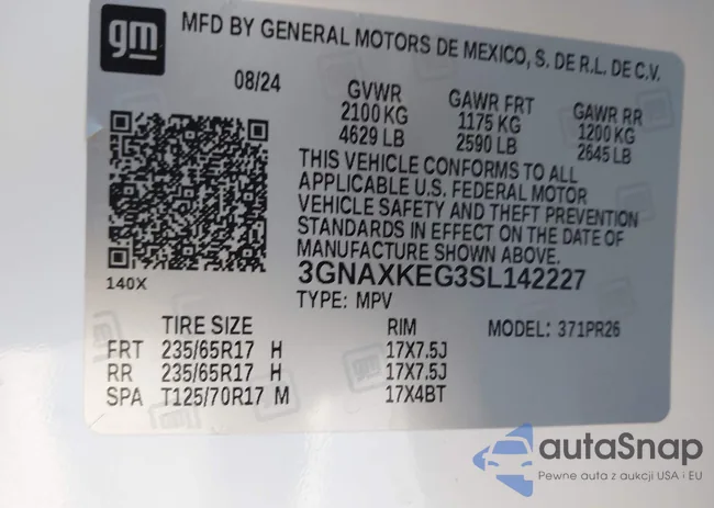 3GNAXKEG3SL142227: 43918514