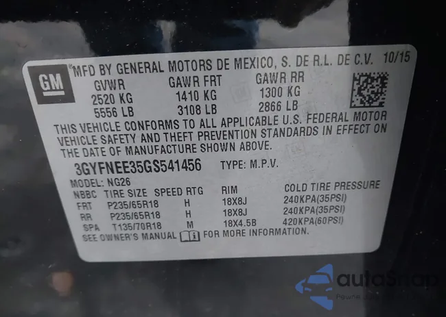 3GYFNEE35GS541456: 43918693