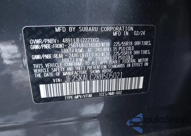 JF2SKALC2RH505021: 43919875