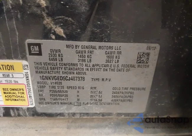 1GNKVGED5CJ407378: 43919974