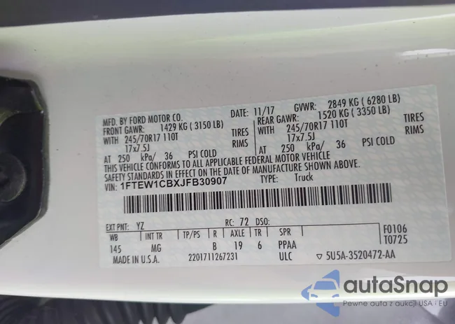 1FTEW1CBXJFB30907: 43919994