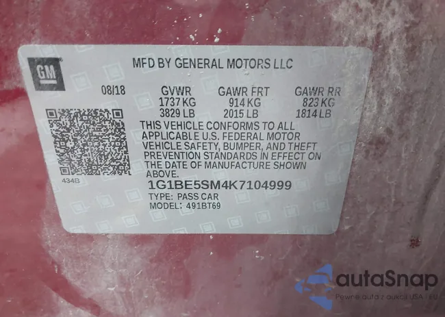 1G1BE5SM4K7104999: 43920003