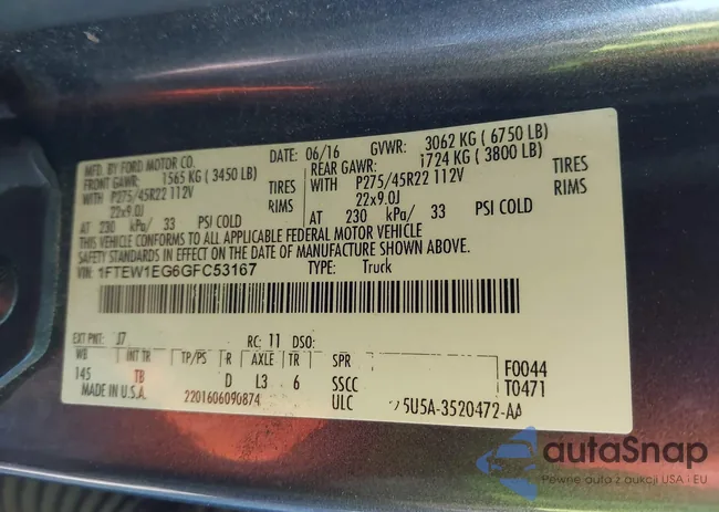 1FTEW1EG6GFC53167: 43920162