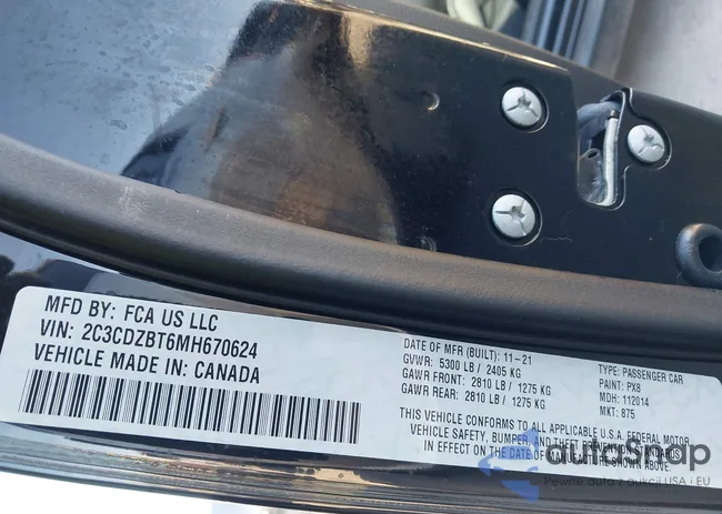 2C3CDZBT6MH670624: 43920184