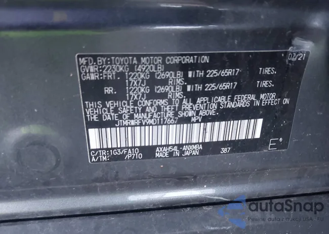 JTMRWRFV9MD117667: 43920227