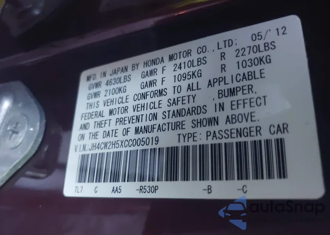 JH4CW2H5XCC005019: 43919412