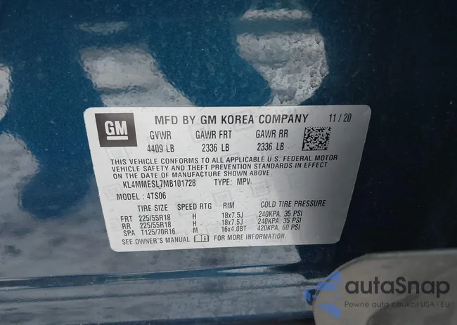 KL4MMESL7MB101728: 43919549