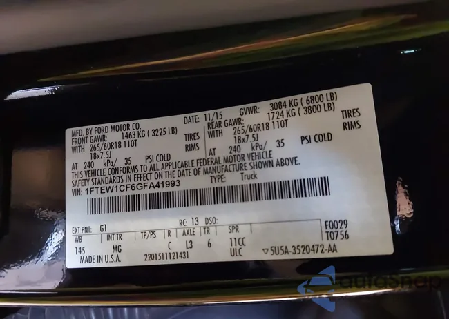 1FTEW1CF6GFA41993: 43919582