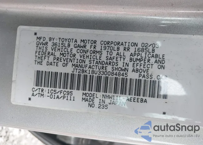 JT2BK18U330084845: 43919779